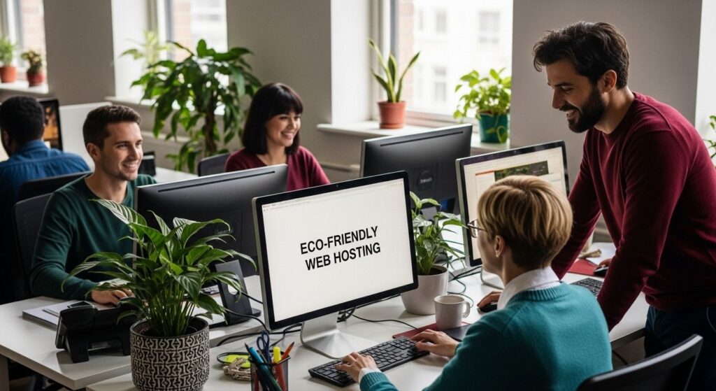 eco-friendly web hosting teamwork
