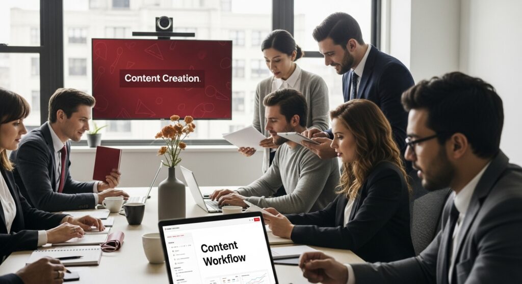 website content workflow team