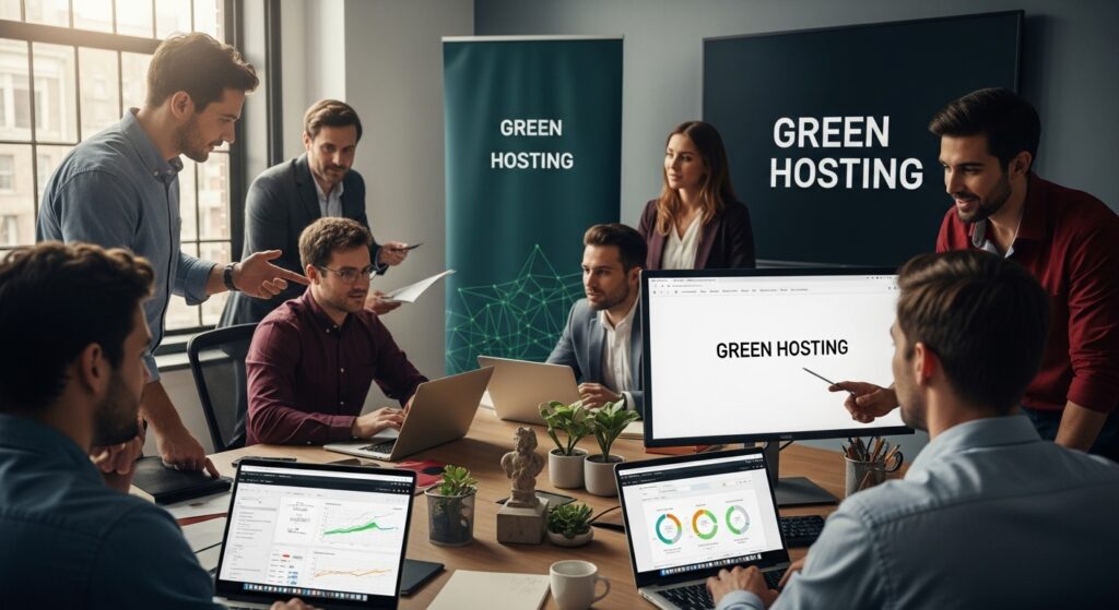 green hosting teamwork