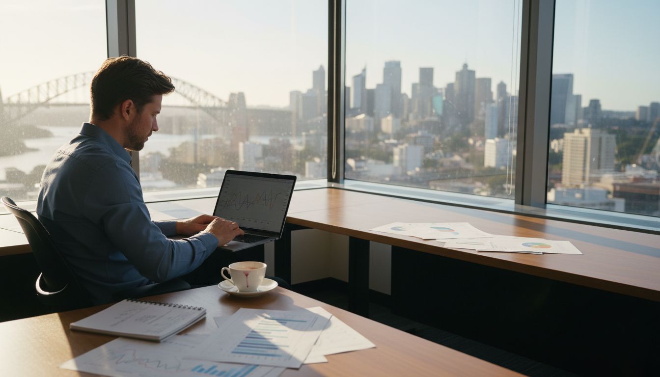 Marketing analyst in Sydney office tracking SEO