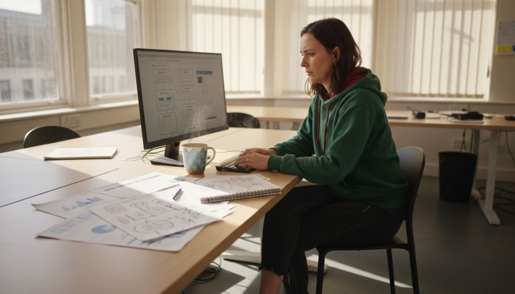 Web developer reviewing technical SEO audit