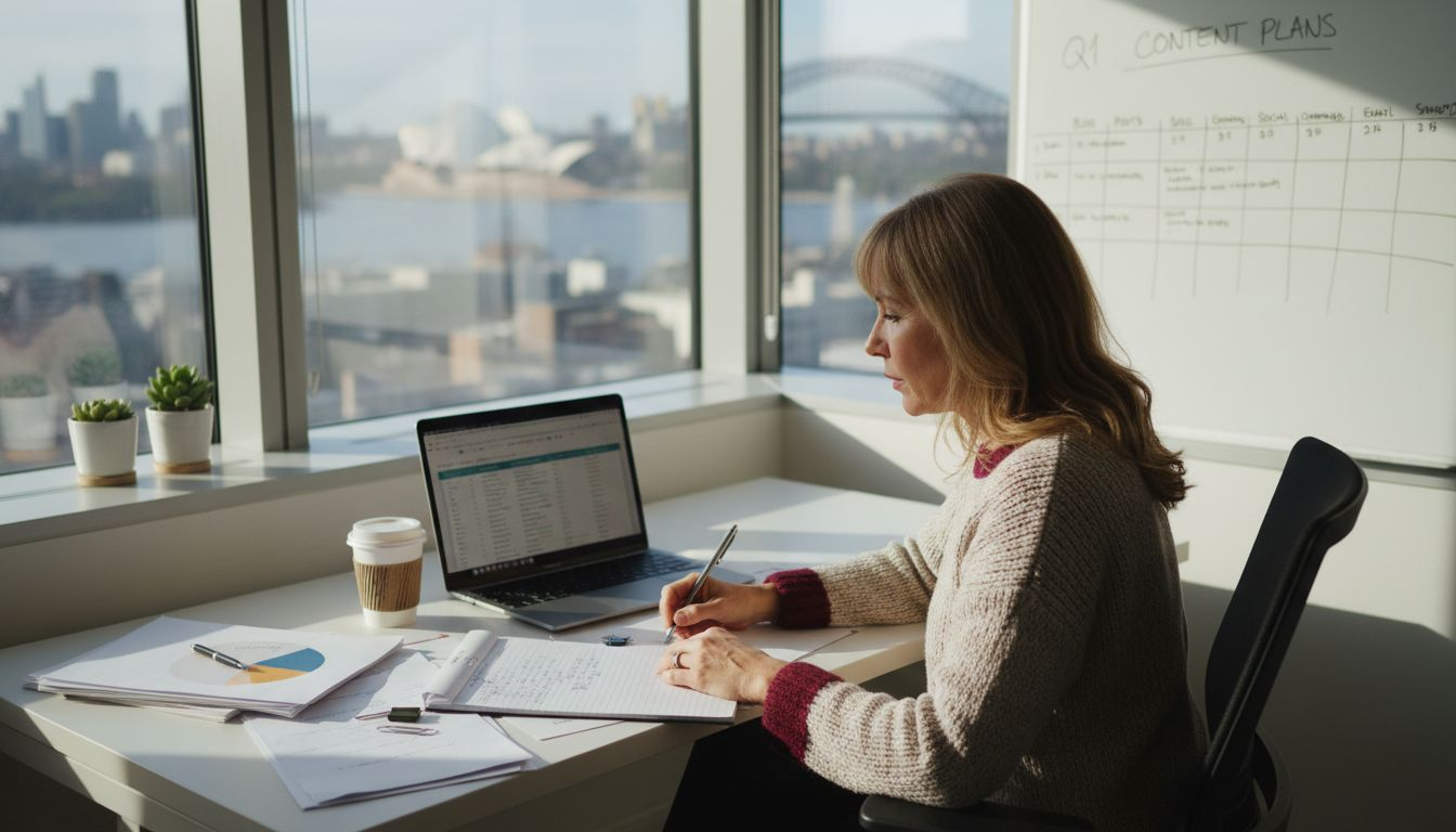 Marketer planning content in Sydney office