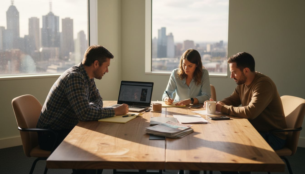 Digital agency team meeting in Melbourne office