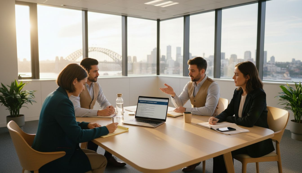 Sydney team discussing marketing compliance