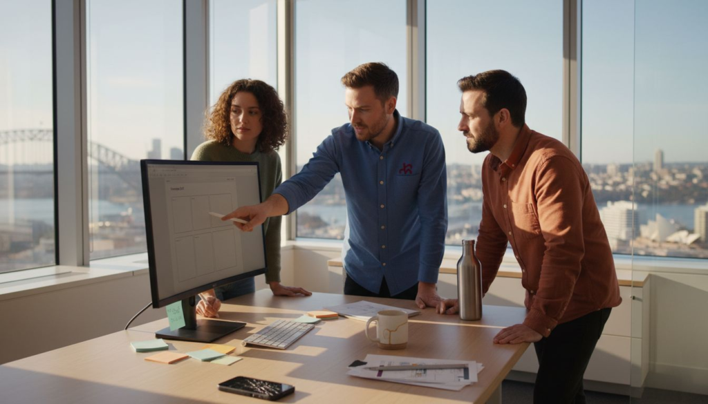 Team collaborating in Sydney design office