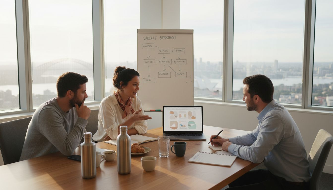Team collaborating in Sydney digital agency workspace
