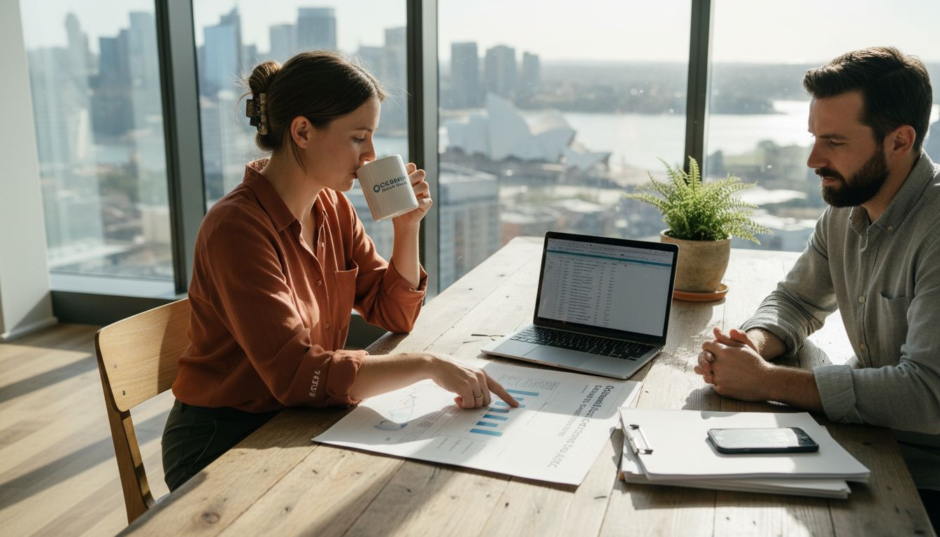 Australian agency team meeting in sunny office