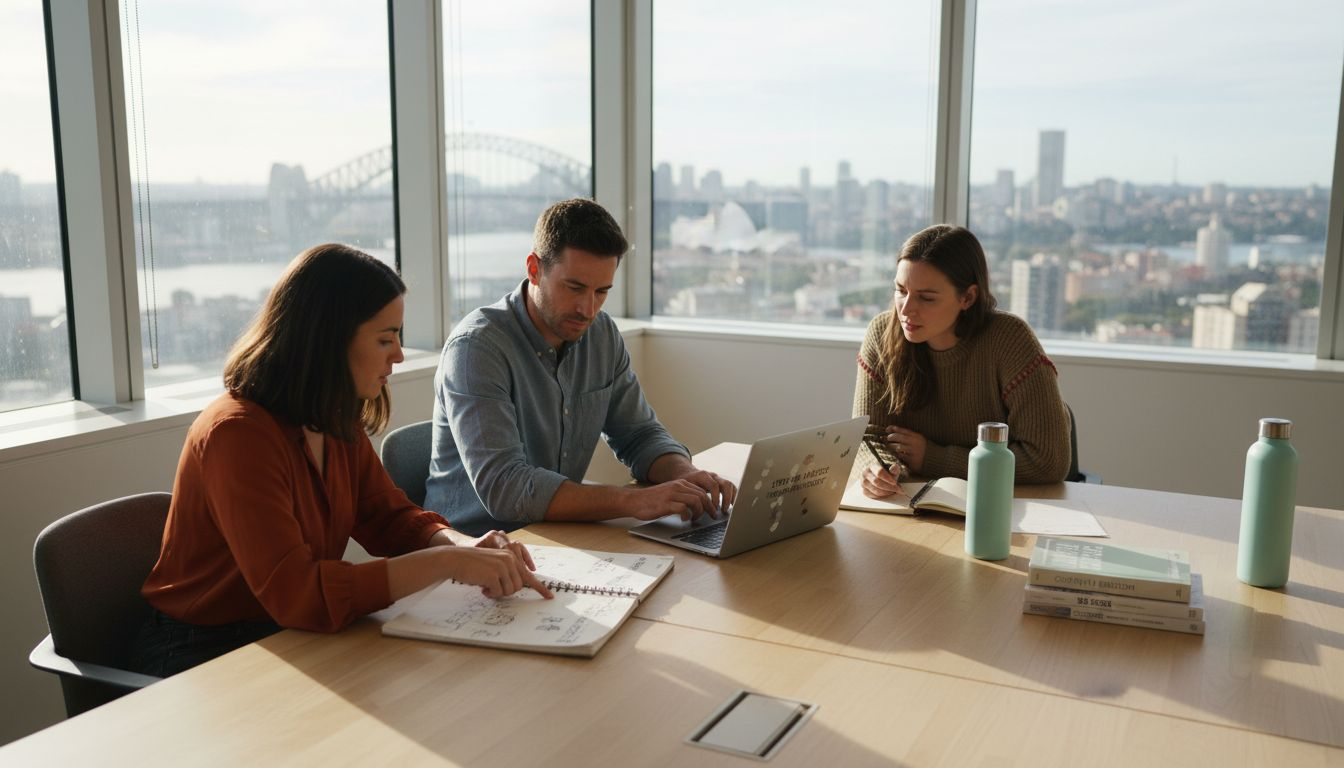 Team collaborates in Sydney digital marketing office
