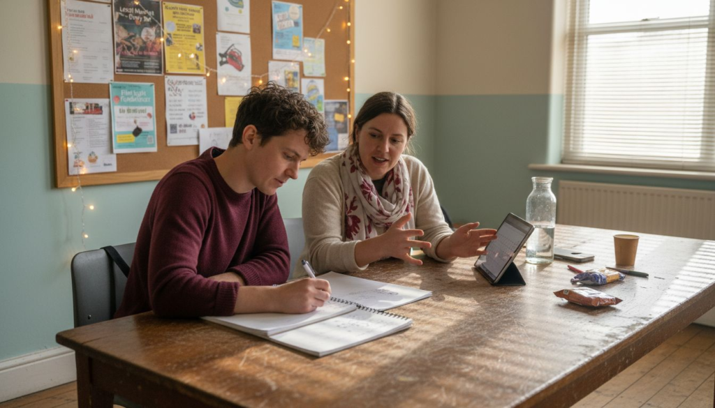 Community organisers planning video marketing ideas