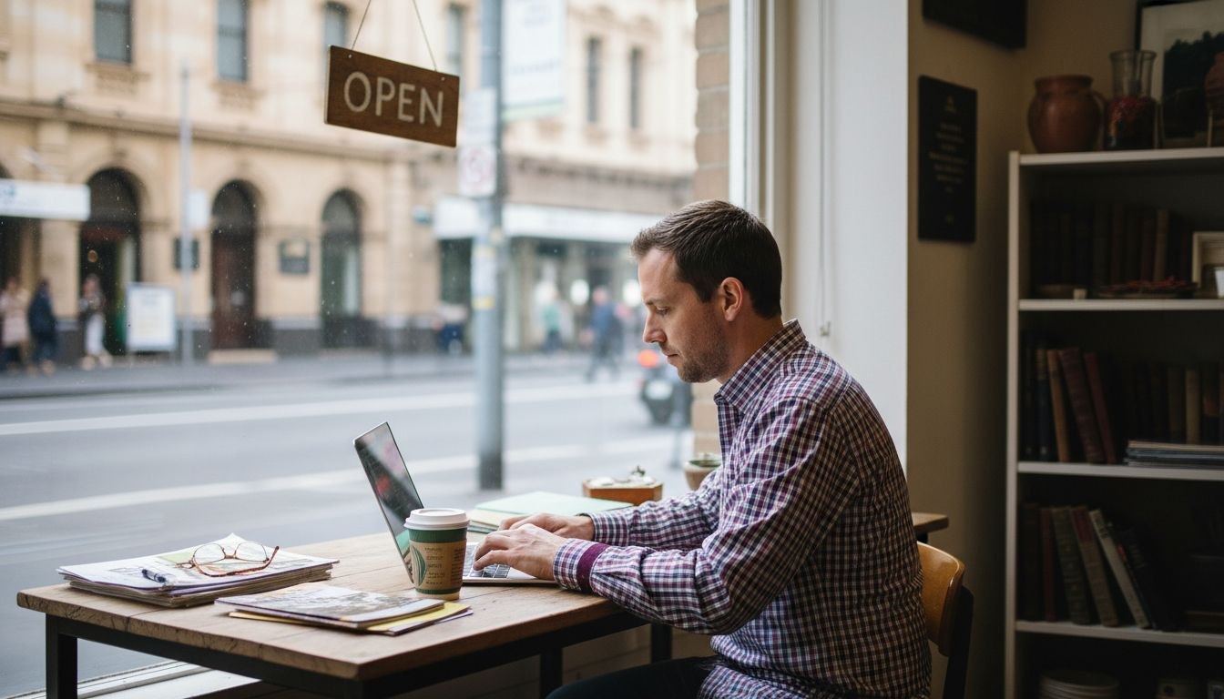 Sydney small business owner using laptop