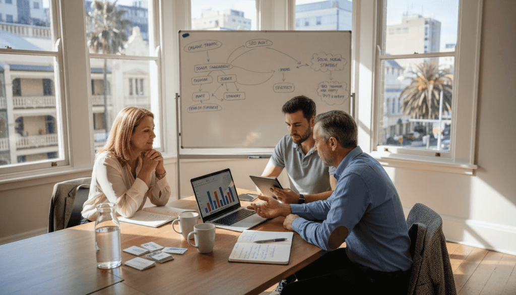 SEO consultant leading agency meeting in Sydney office