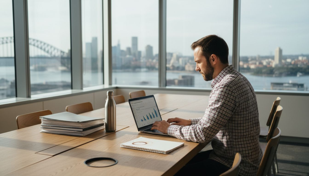 SEO specialist at desk in Sydney office
