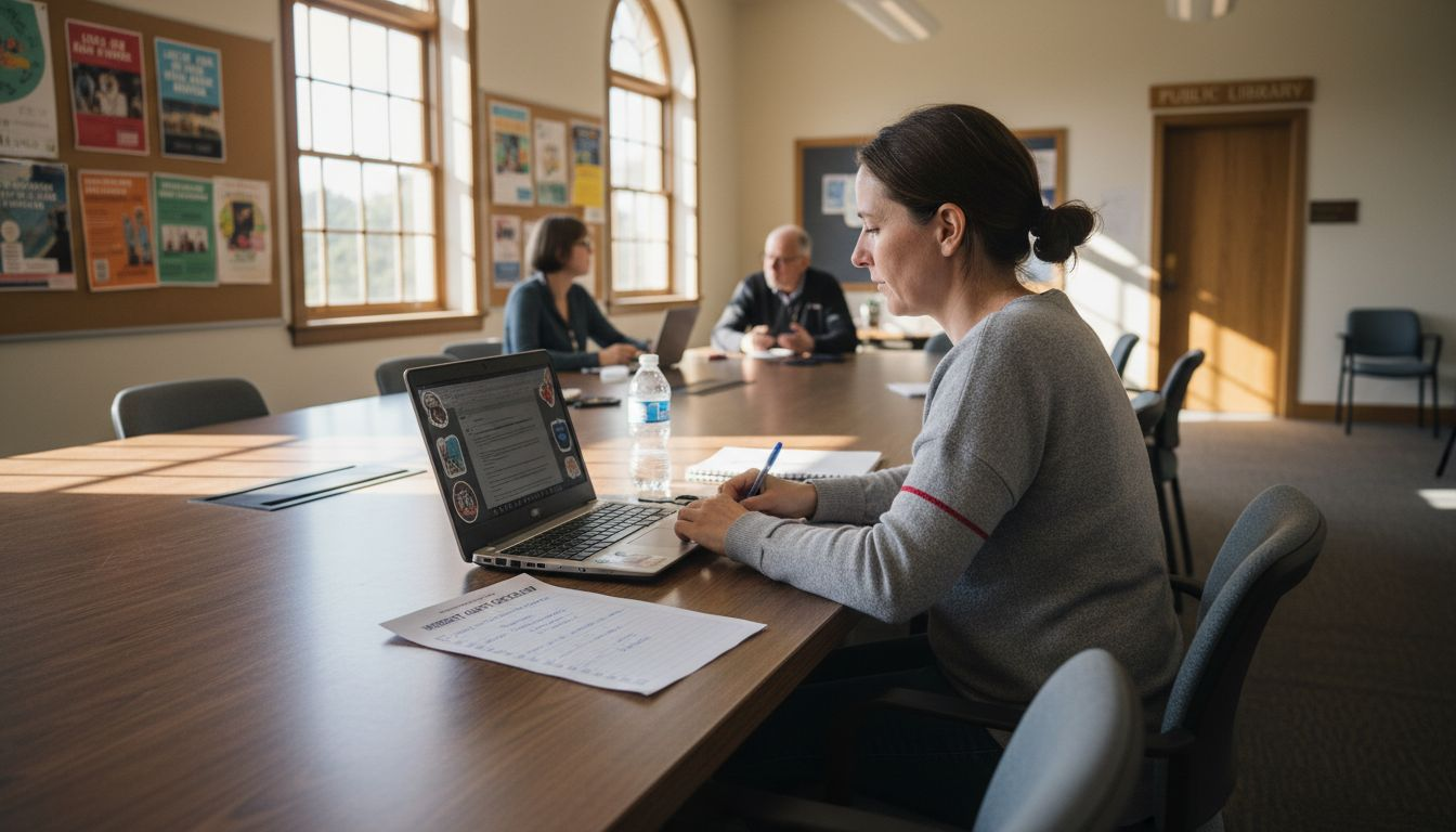 Community volunteers reviewing website audit checklist