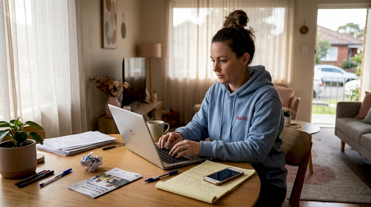 CBO leader planning blog post at table