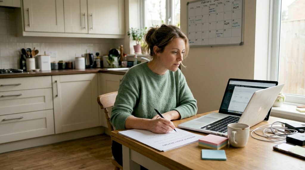 Manager reviewing a website audit report at home
