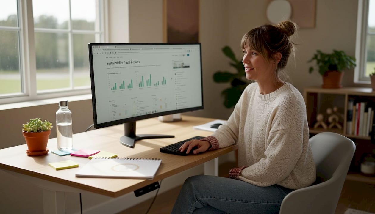 Designer reviewing sustainable web design workflow