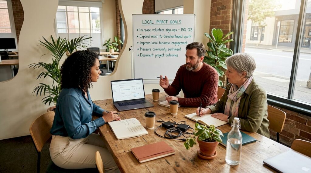 Team discusses SEO strategy in Sydney workspace