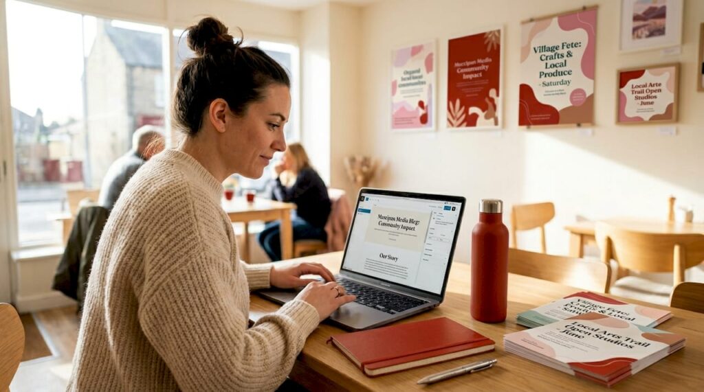 Content manager edits website in community office