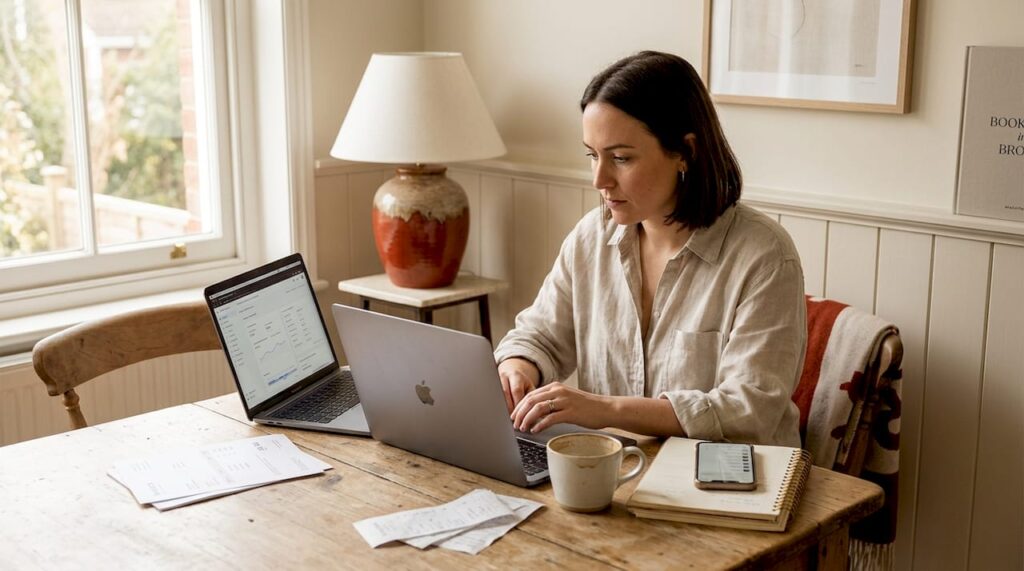Small business owner checking SEO analytics