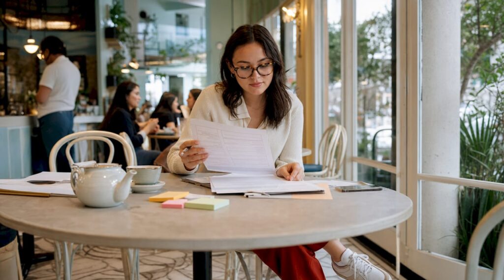 Entrepreneur reviewing business registration documents