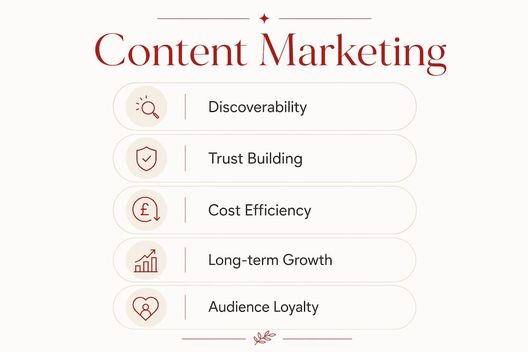 Infographic showing key aspects of content marketing