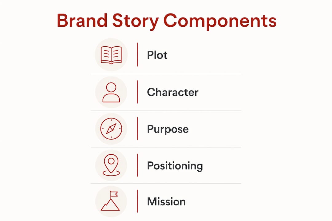 Infographic showing brand story core components